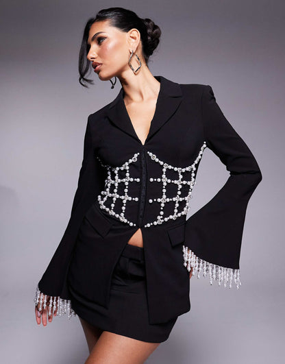 Pearl Embellished Blazer Jacket