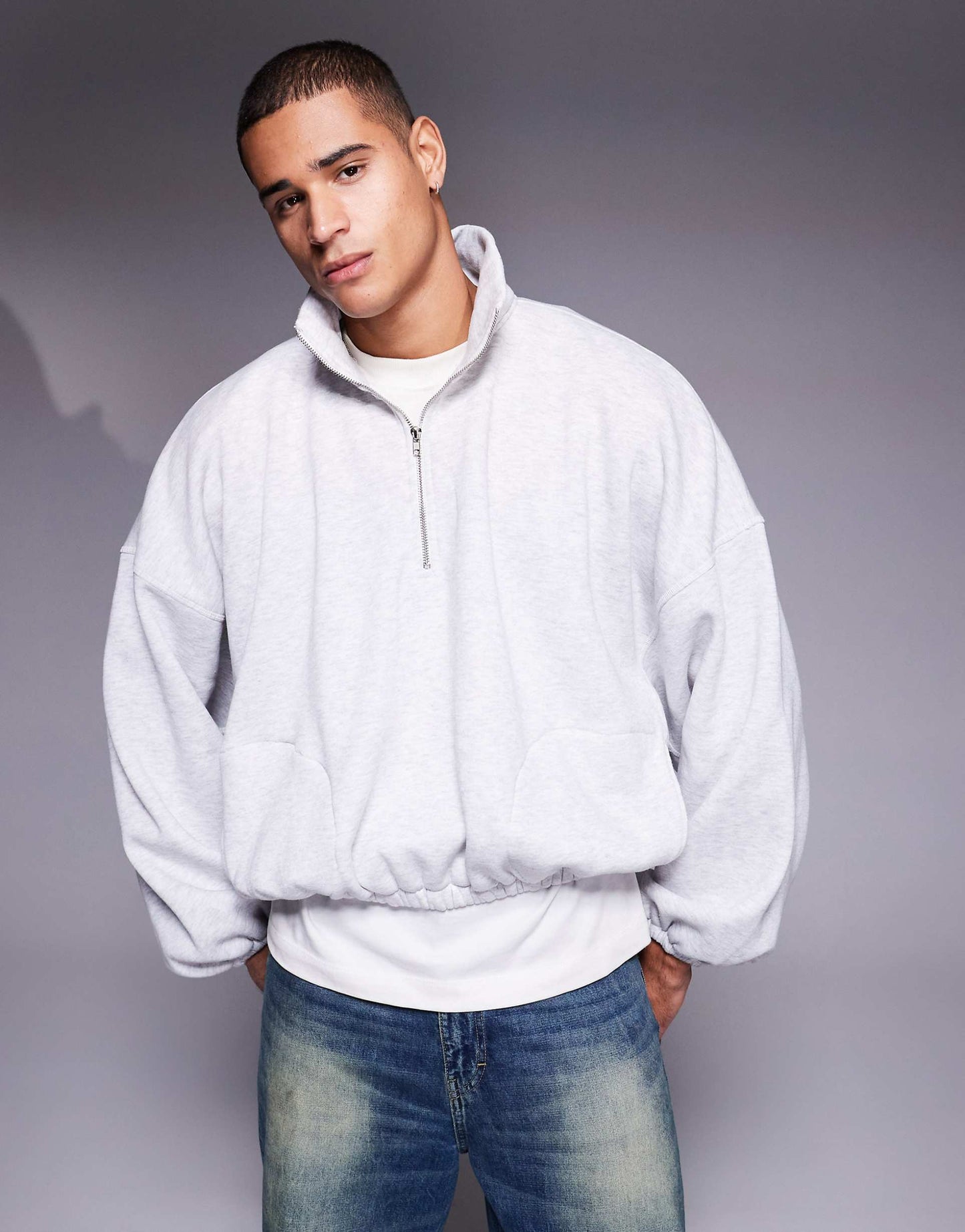 Extreme Oversized Boxy Half Zip Sweatshirt