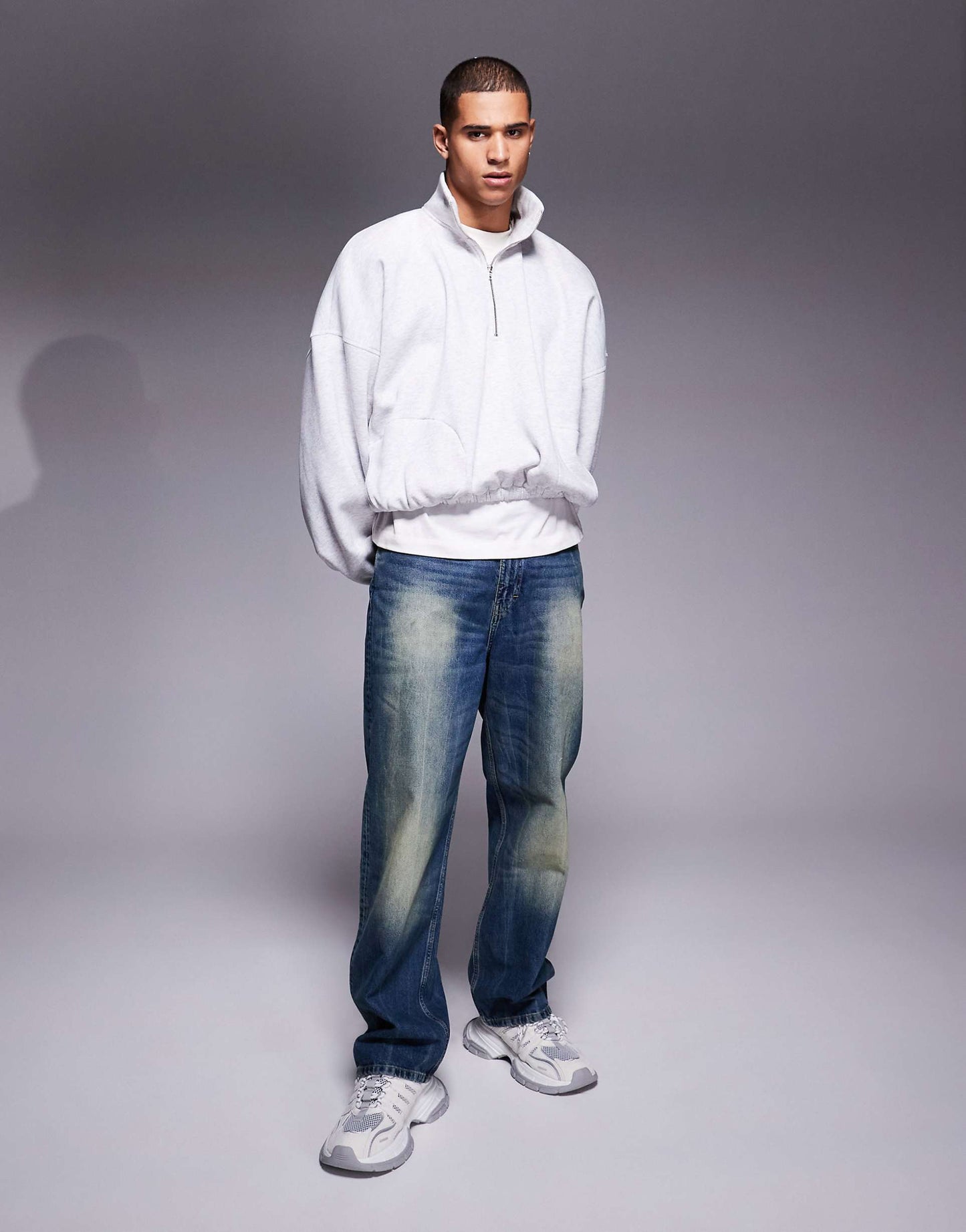 Extreme Oversized Boxy Half Zip Sweatshirt