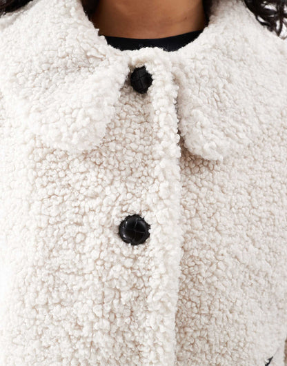 Shearling Coat With Contrast Trim