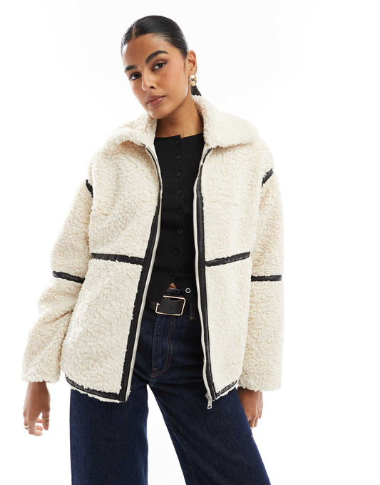 Teddy Jacket With Contrast Trim