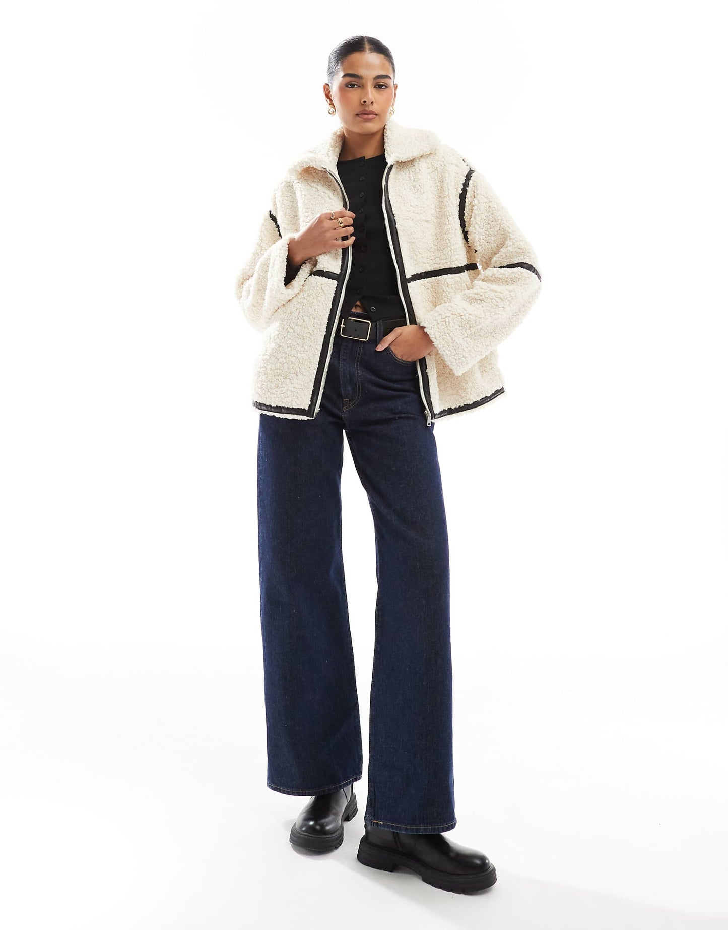 Teddy Jacket With Contrast Trim