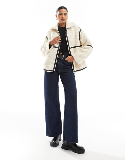 Teddy Jacket With Contrast Trim