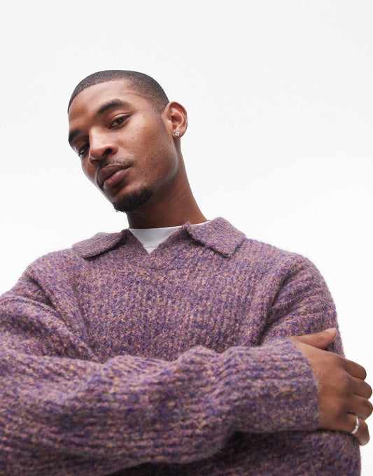 Relaxed Open Collar Jumper