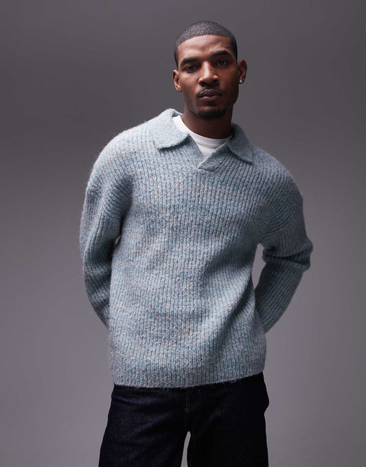 Relaxed Open Collar Jumper