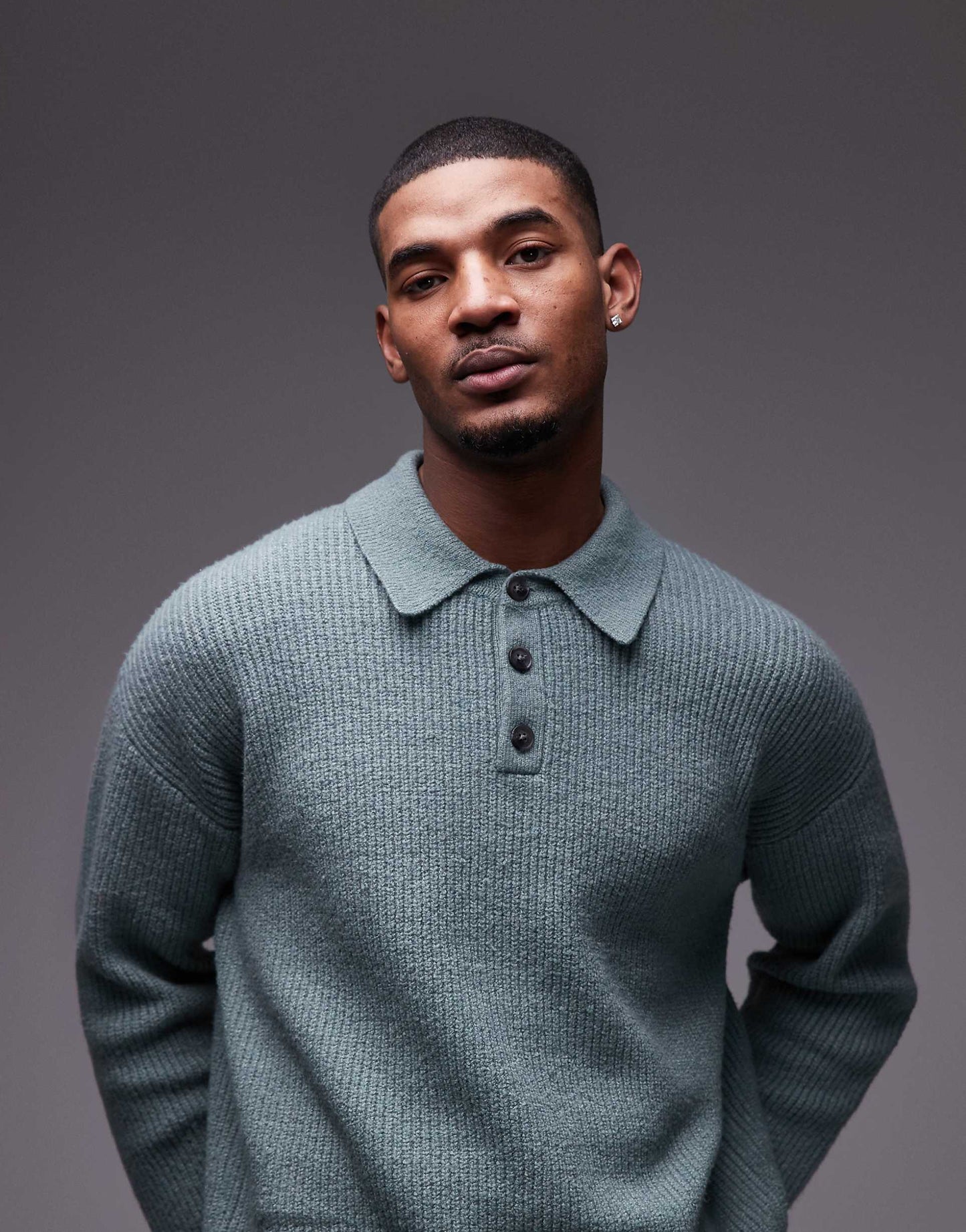Relaxed Fit Compact Knit Polo Jumper