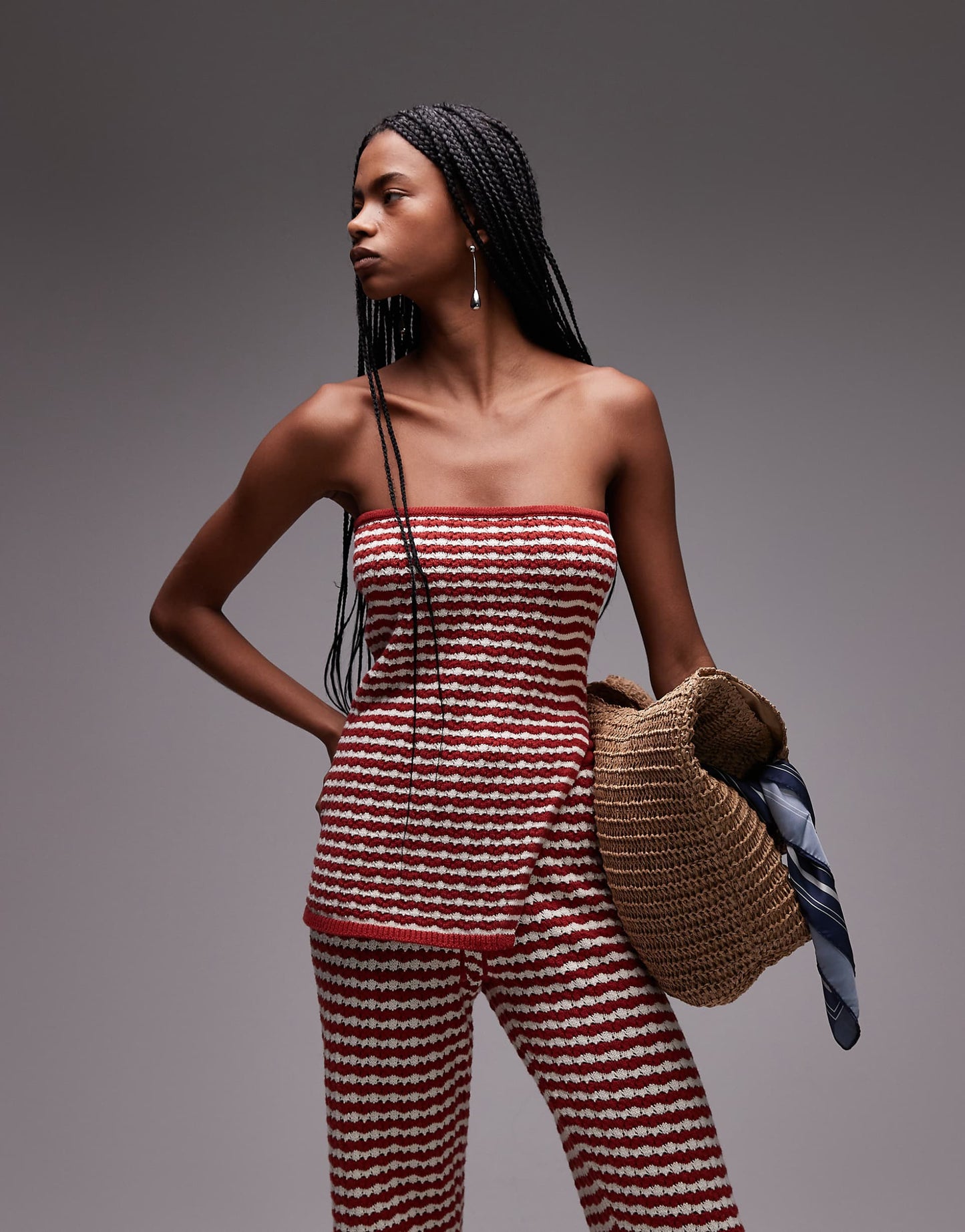 Knitted Stripe Bandeau Co-Ord