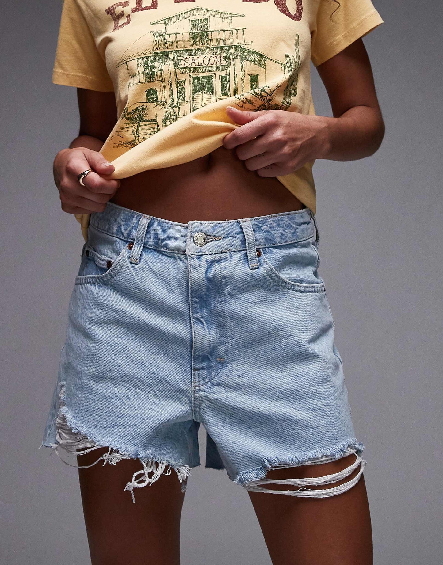 Denim A-Line Shorts With Rip