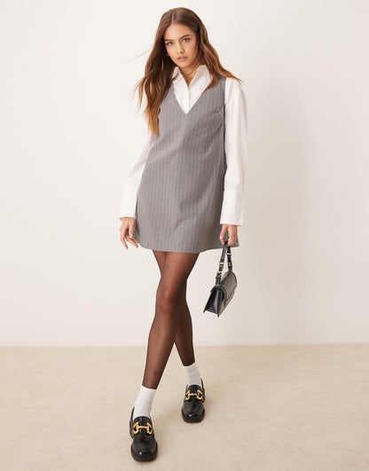 Deep V Neck Tailored Shift Dress