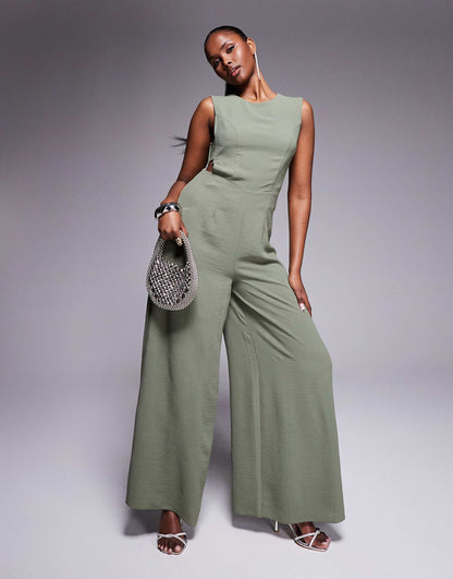 Buckle Detail Wide Leg Jumpsuit