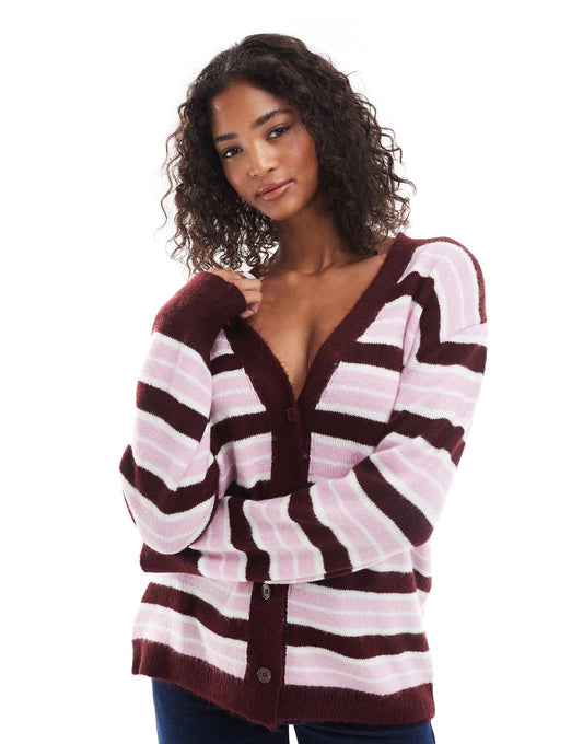Knitted Oversized Stripe Cardigan