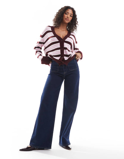 Knitted Oversized Stripe Cardigan