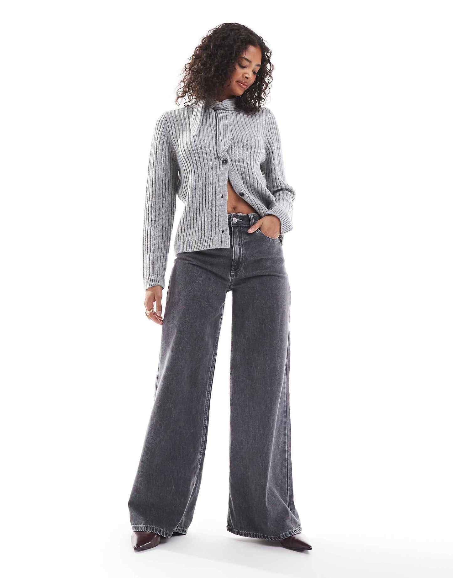 Knitted Cardigan With Scarf Detail