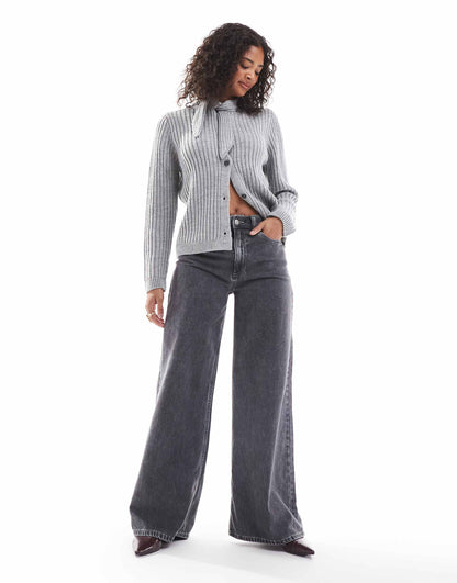 Knitted Cardigan With Scarf Detail
