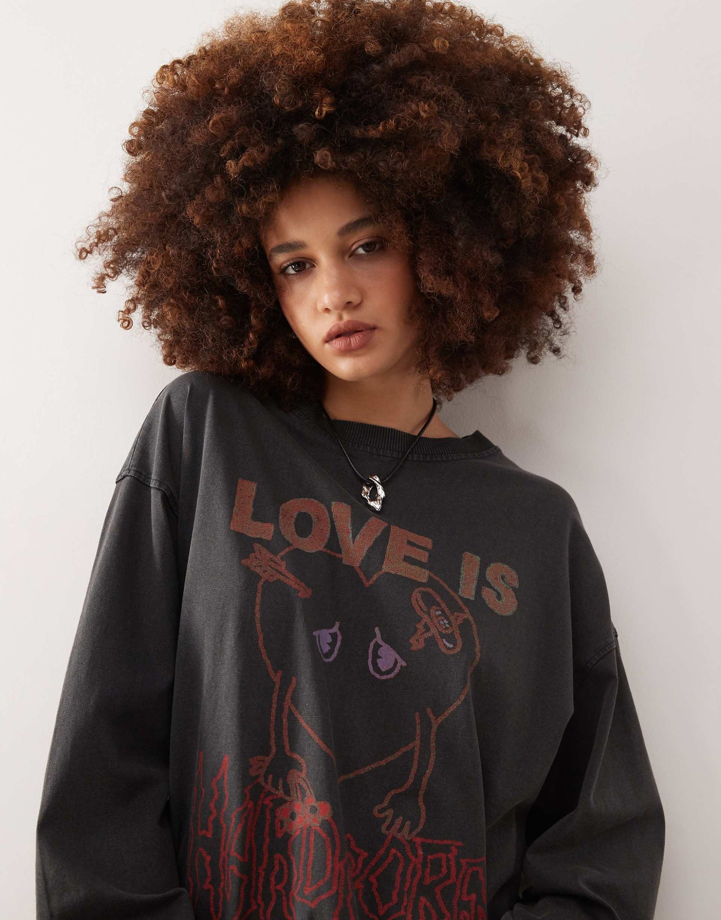 Long Sleeve T-Shirt With Love Is Hardcore Print
