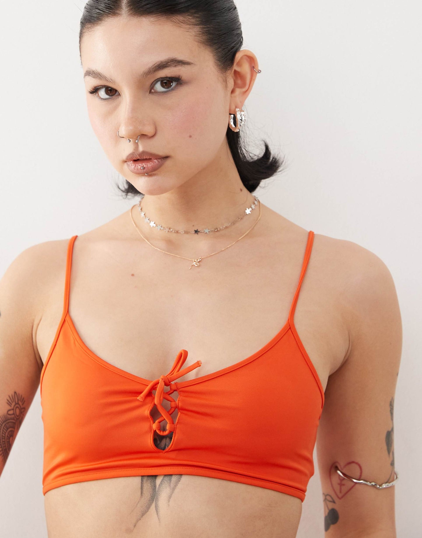 Mix And Match Scoop Neck Bikini Top With Tie Front Detail