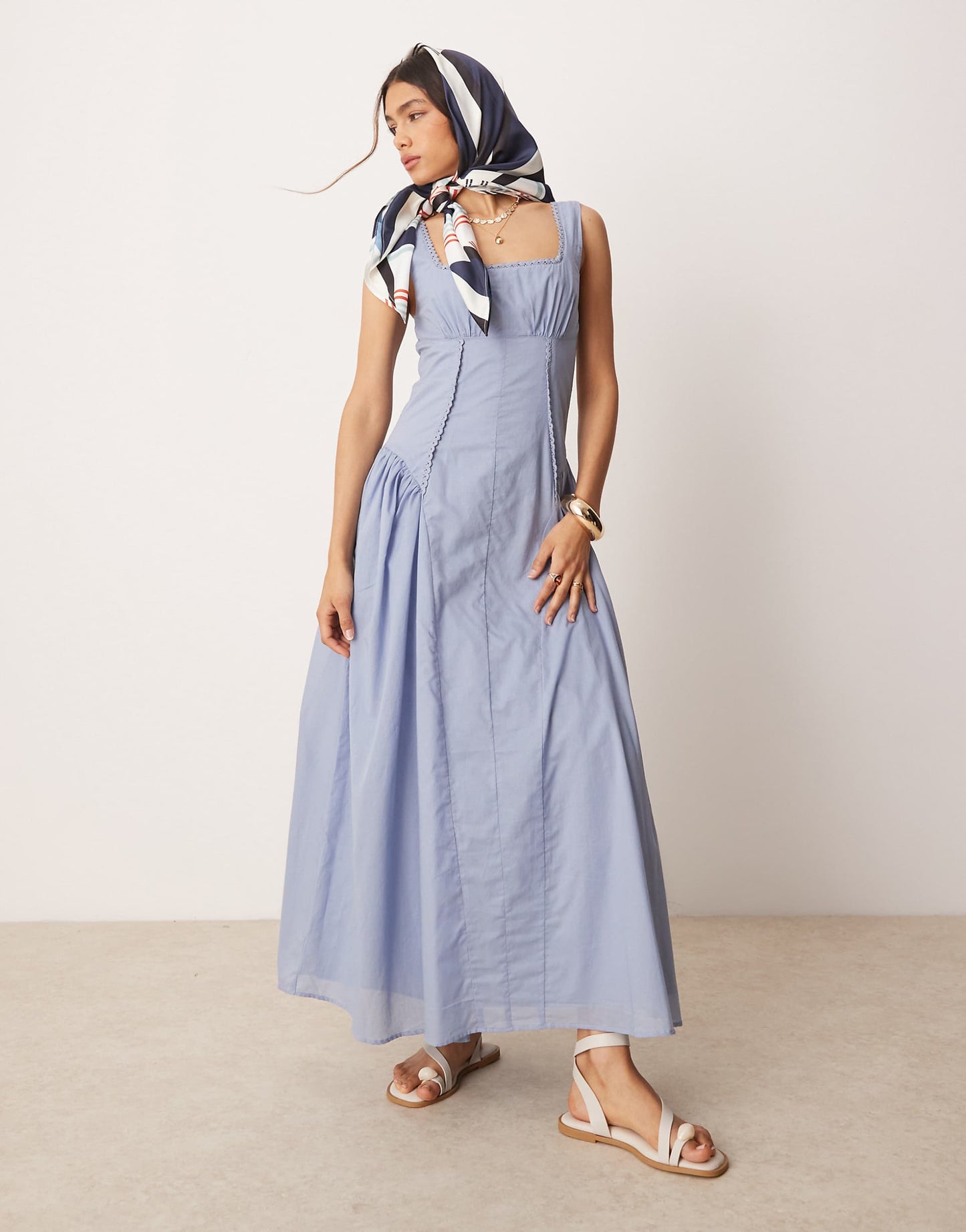 Prairie Square Neck Maxi Dress With Dropped Waist