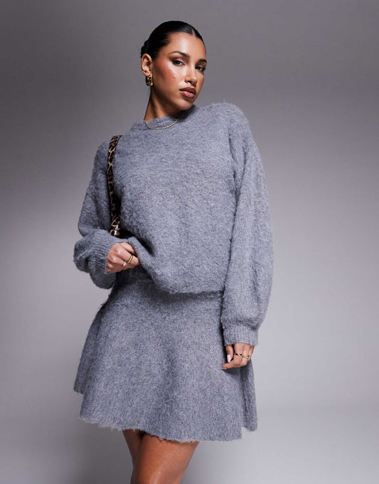 Fluffy Knitted Skirt Co-Ord