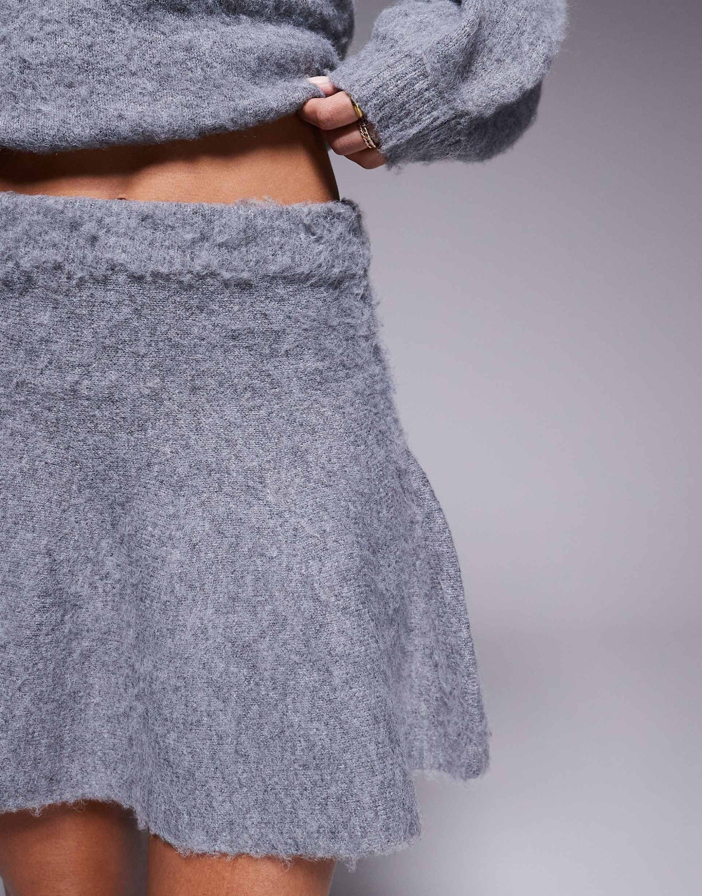 Fluffy Knitted Skirt Co-Ord