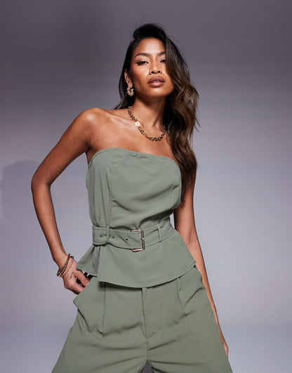 Tailored Bandeau Belted Top Co-Ord