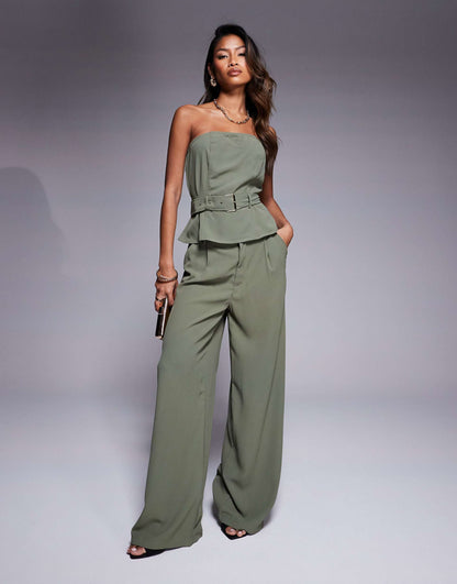 Tailored High Waisted Wide Leg Trousers Co-Ord