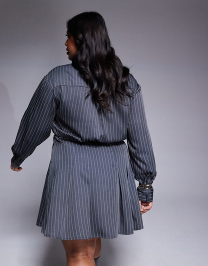 Tailored Pleated Mini Shirt Dress