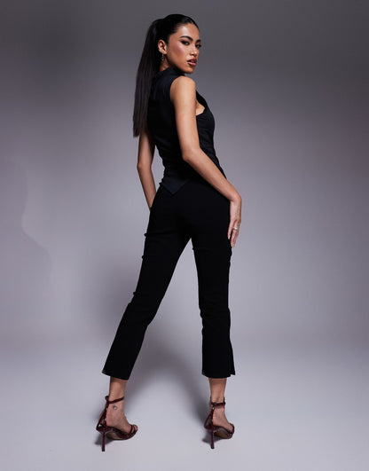 Bengaline Side Split Capri Trousers