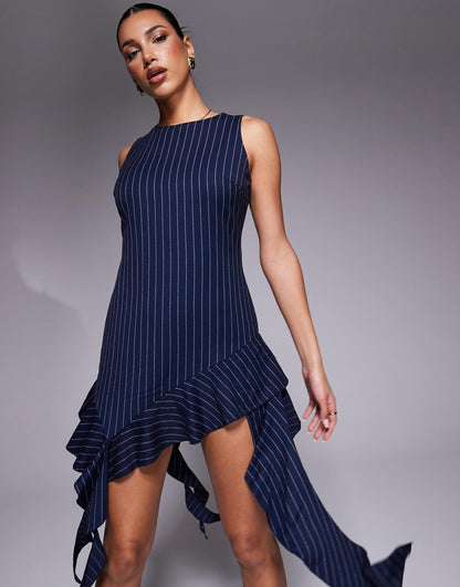 Tailored Ruffle Hem Mini Dress