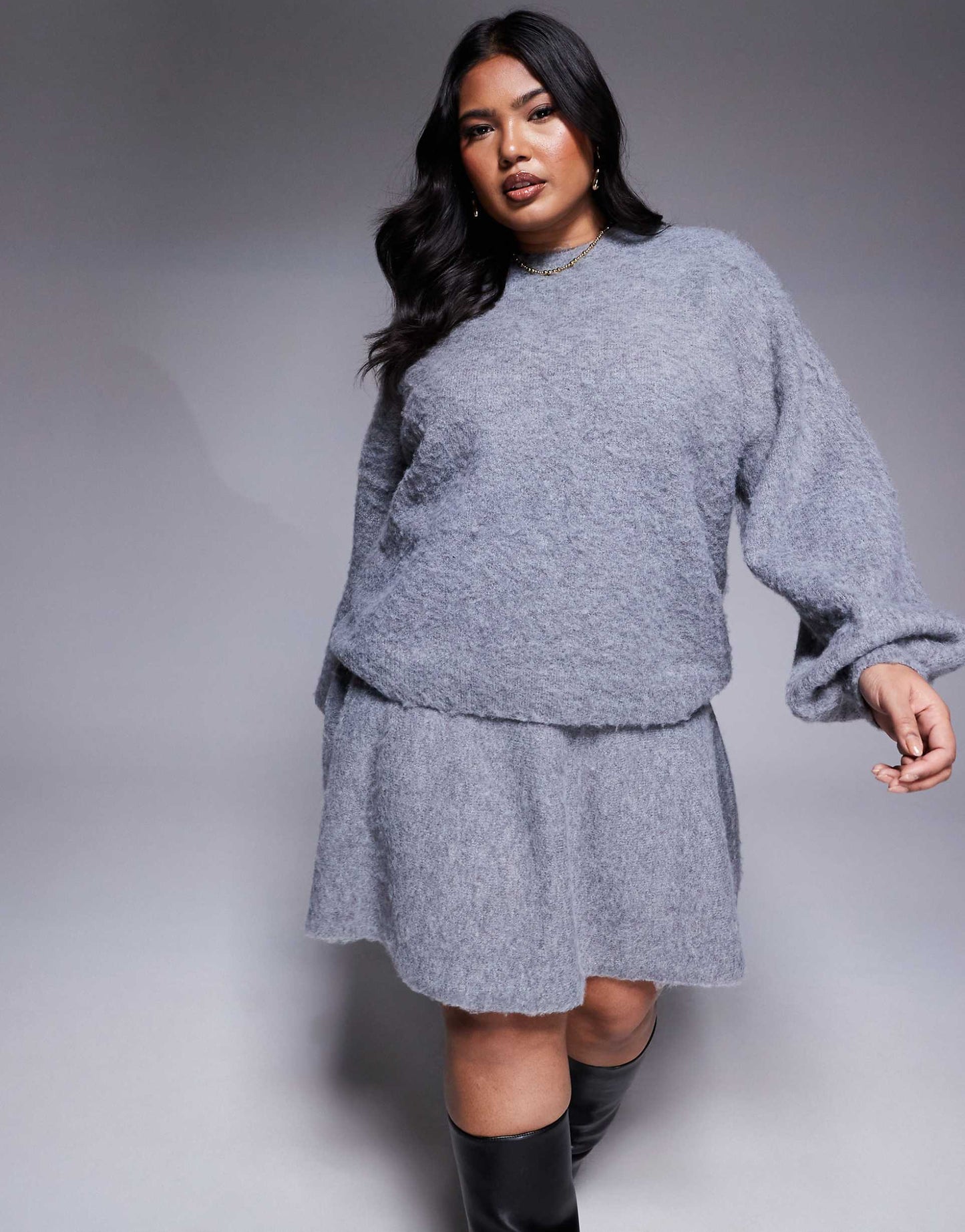 Fluffy Balloon Sleeve Jumper Co-Ord