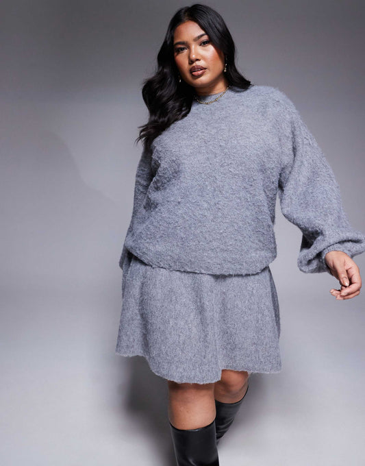 Fluffy Balloon Sleeve Jumper Co-Ord