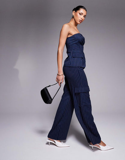Tailored Wide Leg Pocket Detail Trousers Co-Ord