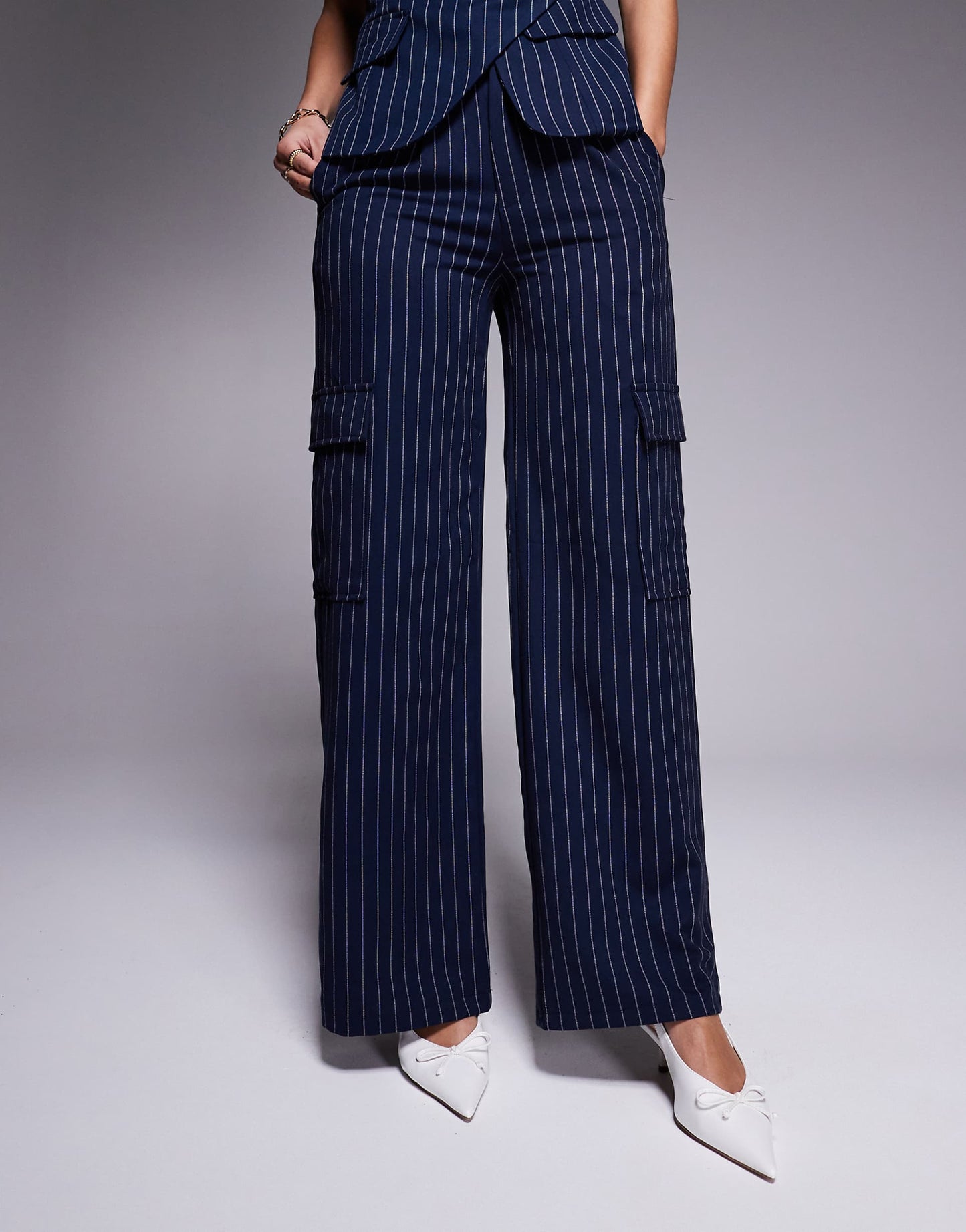 Tailored Wide Leg Pocket Detail Trousers Co-Ord
