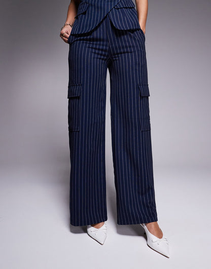 Tailored Wide Leg Pocket Detail Trousers Co-Ord