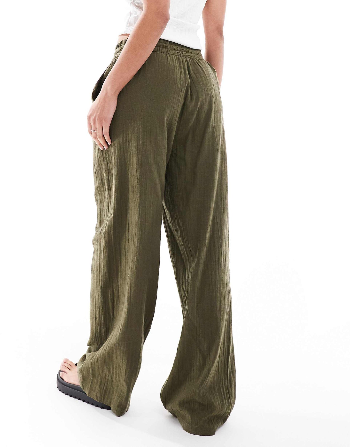 Wide Leg Linen Look Trousers