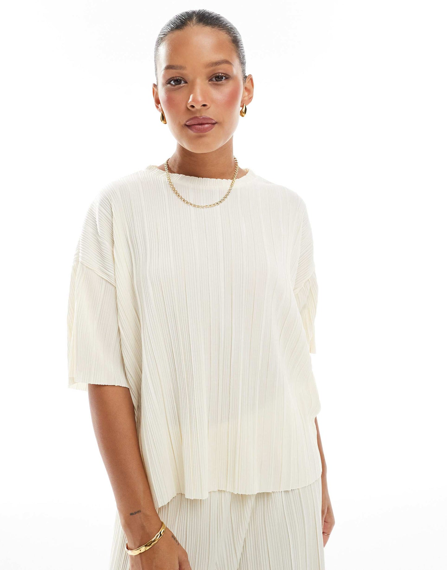 Boxy Plisse T-Shirt Co-Ord