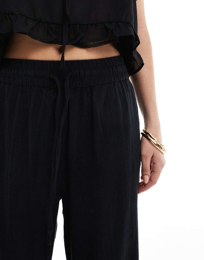 Wide Leg Linen Look Trousers