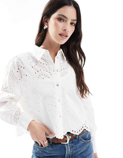 Cropped Pointelle Shirt