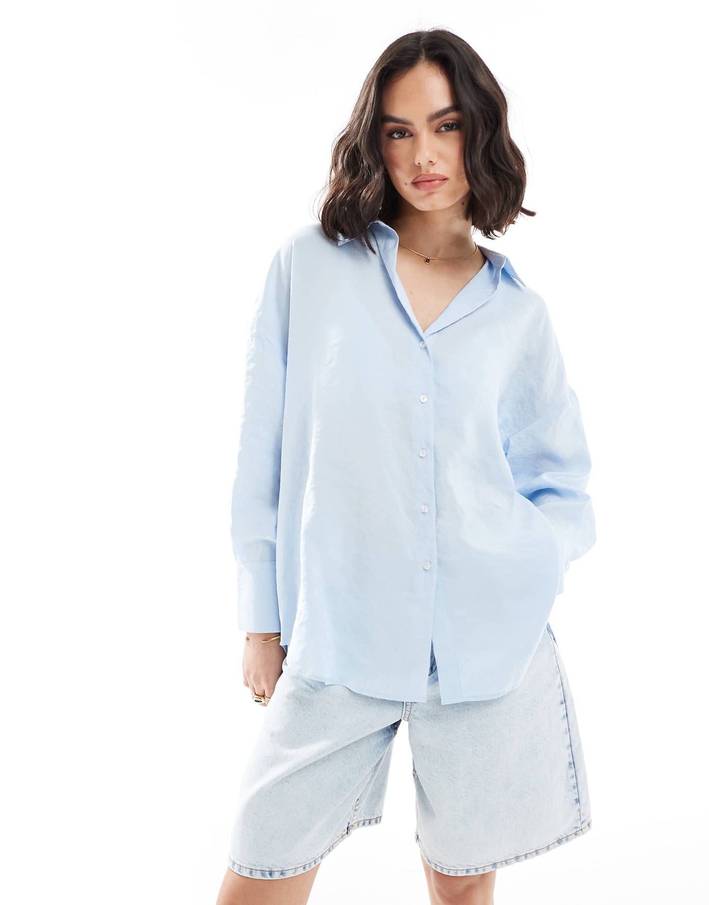 Oversized Long Sleeve Textured Shirt