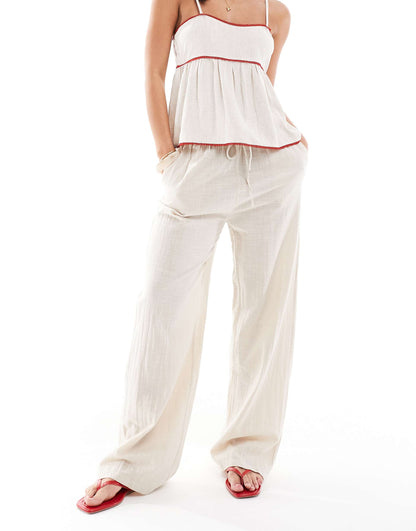 Wide Leg Linen Look Trousers