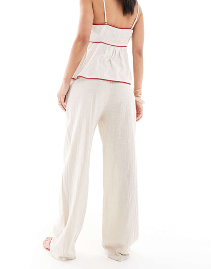 Wide Leg Linen Look Trousers