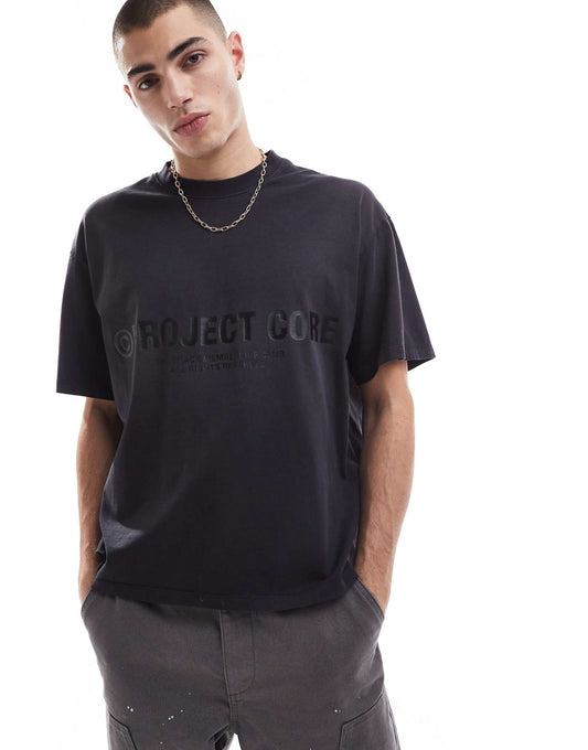 Oversized Cropped T-Shirt With Project Core Print