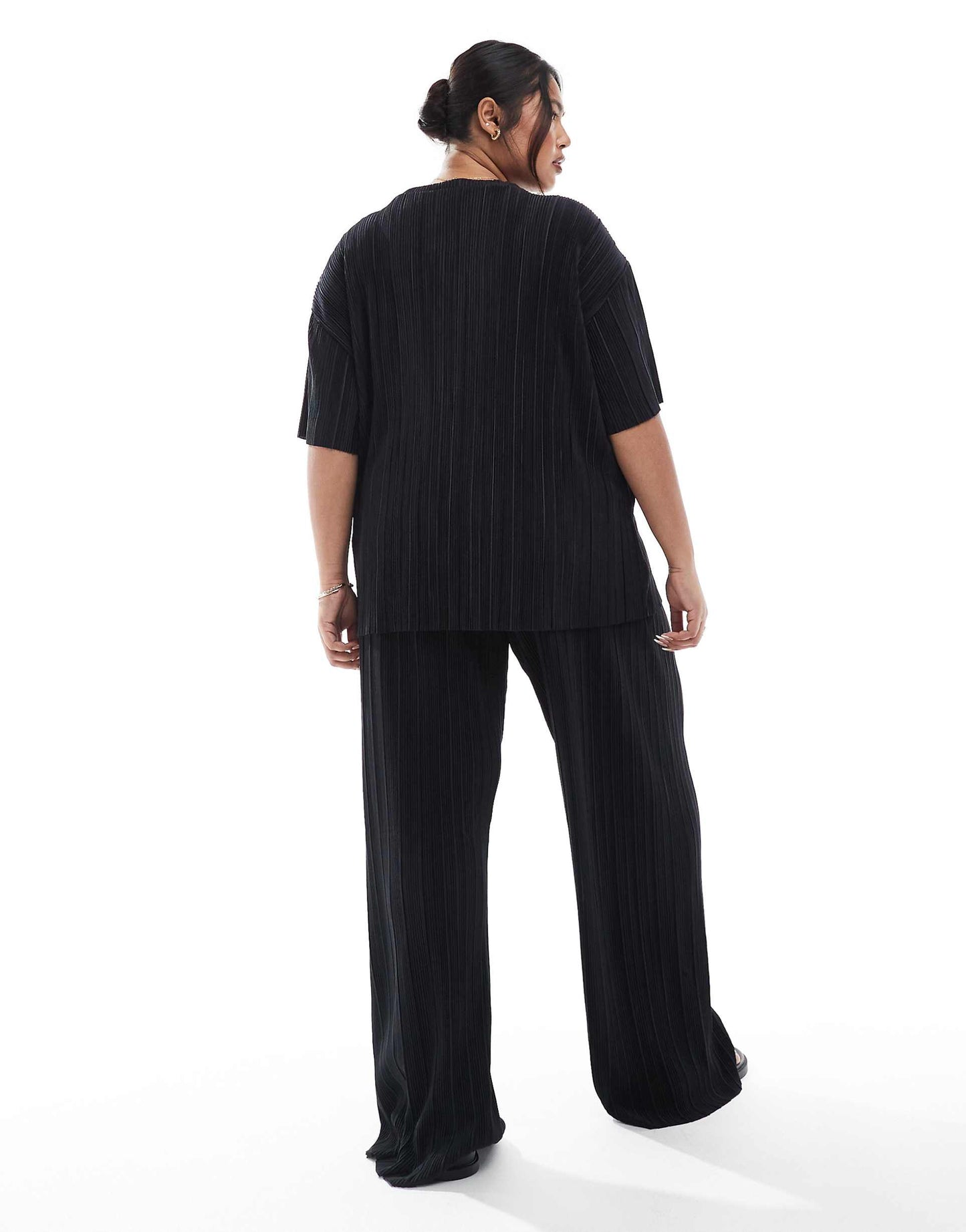 Curve Boxy Plisse Wide Leg Trousers Co-Ord