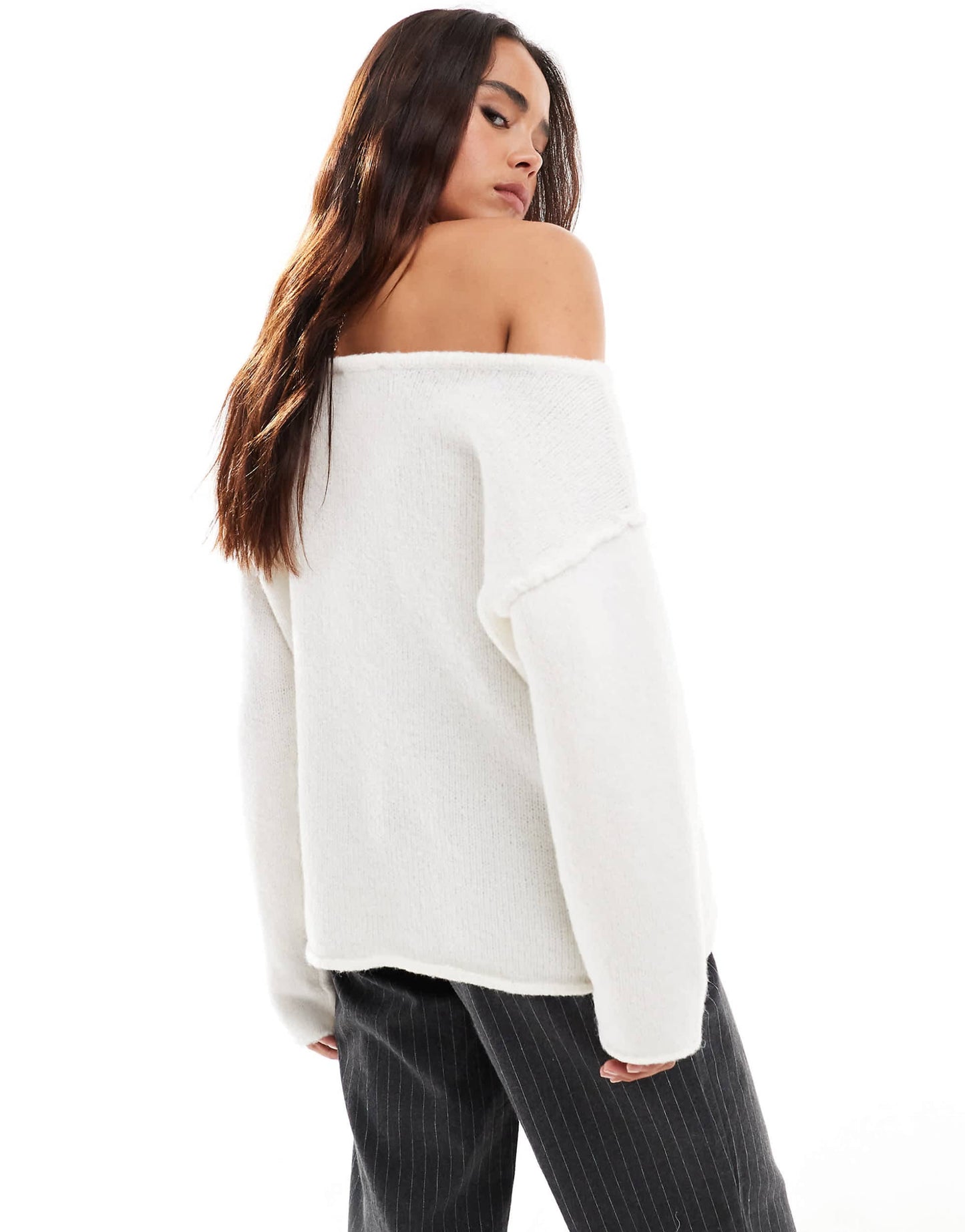 Asym Off The Shoulder Slouchy Cosy Knit Jumper