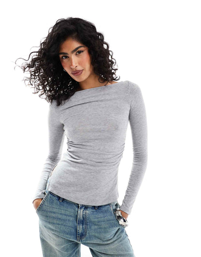 Ruched Side Long Sleeve T-Shirt