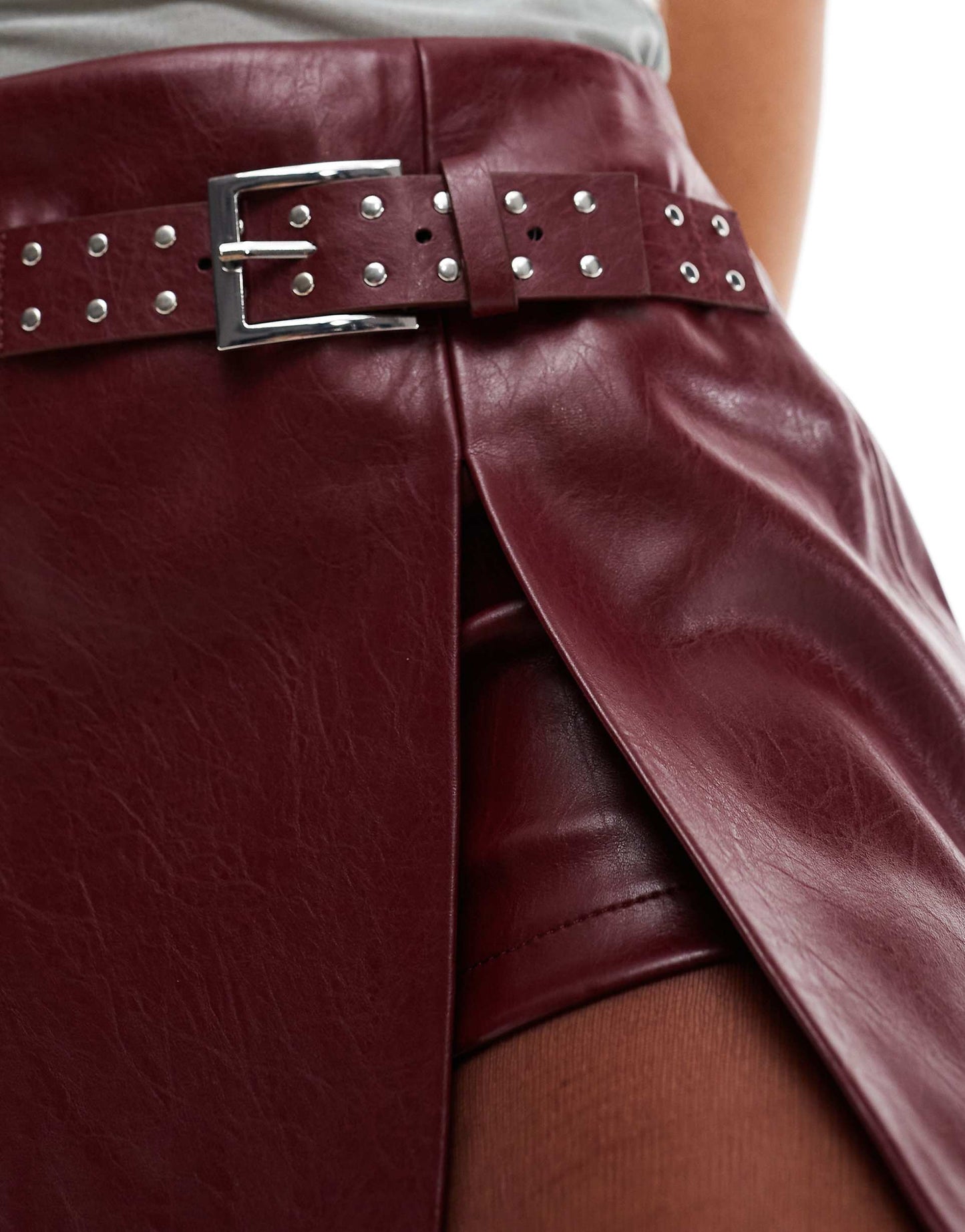 Belted Faux Leather Mini Skirt