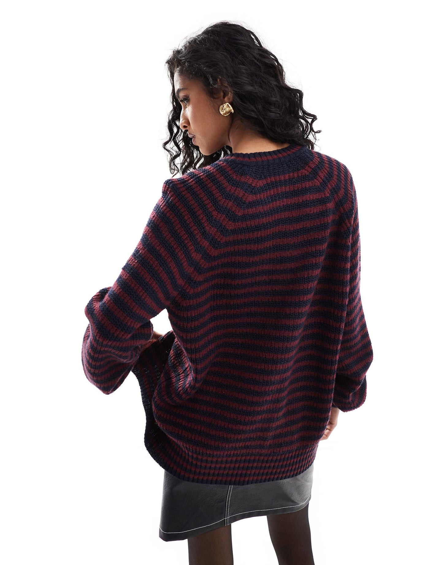 Oversized Jumper Burgundy And Navy Stripe