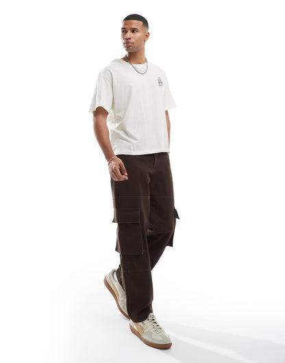 Oversized Cropped T-Shirt With Floral Back Print