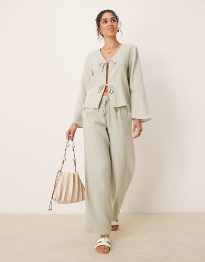 Wide Leg Cheesecloth Trousers Co-Ord