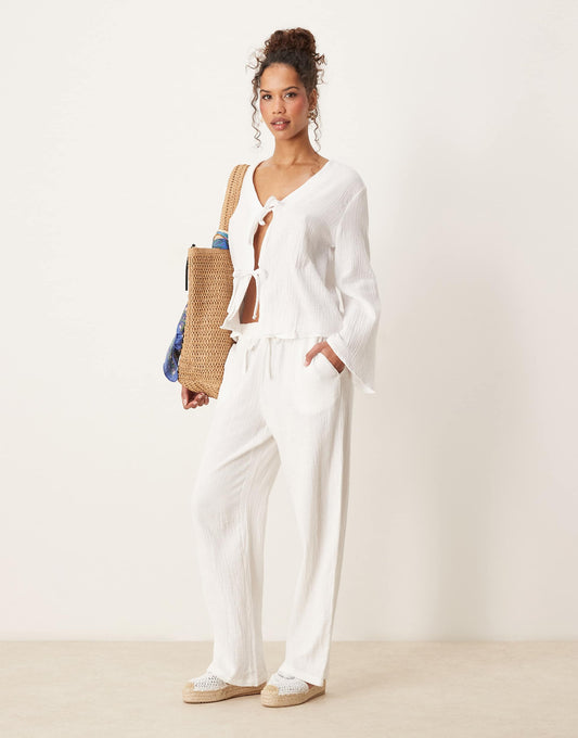 Wide Leg Cheesecloth Trousers Co-Ord