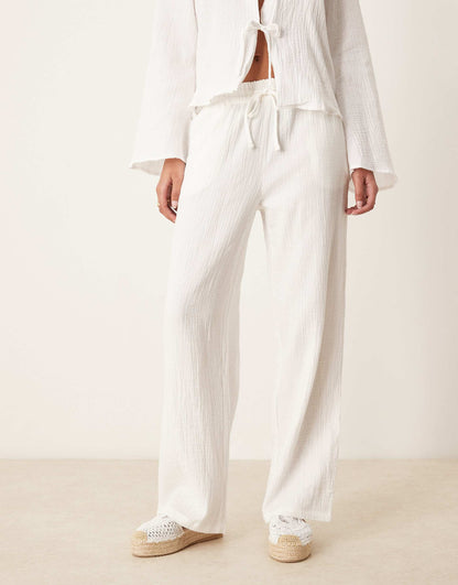 Wide Leg Cheesecloth Trousers Co-Ord